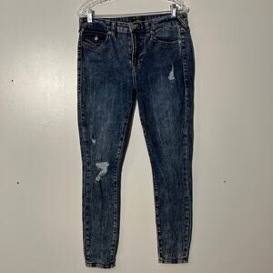 True Religion Halle Mid Rise Super Skinny Distressed Blue Washed Women’s Size 31